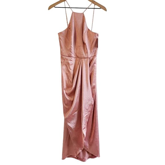 After Six Charmeuse Halter Top Midi Dress - Picture 8 of 9